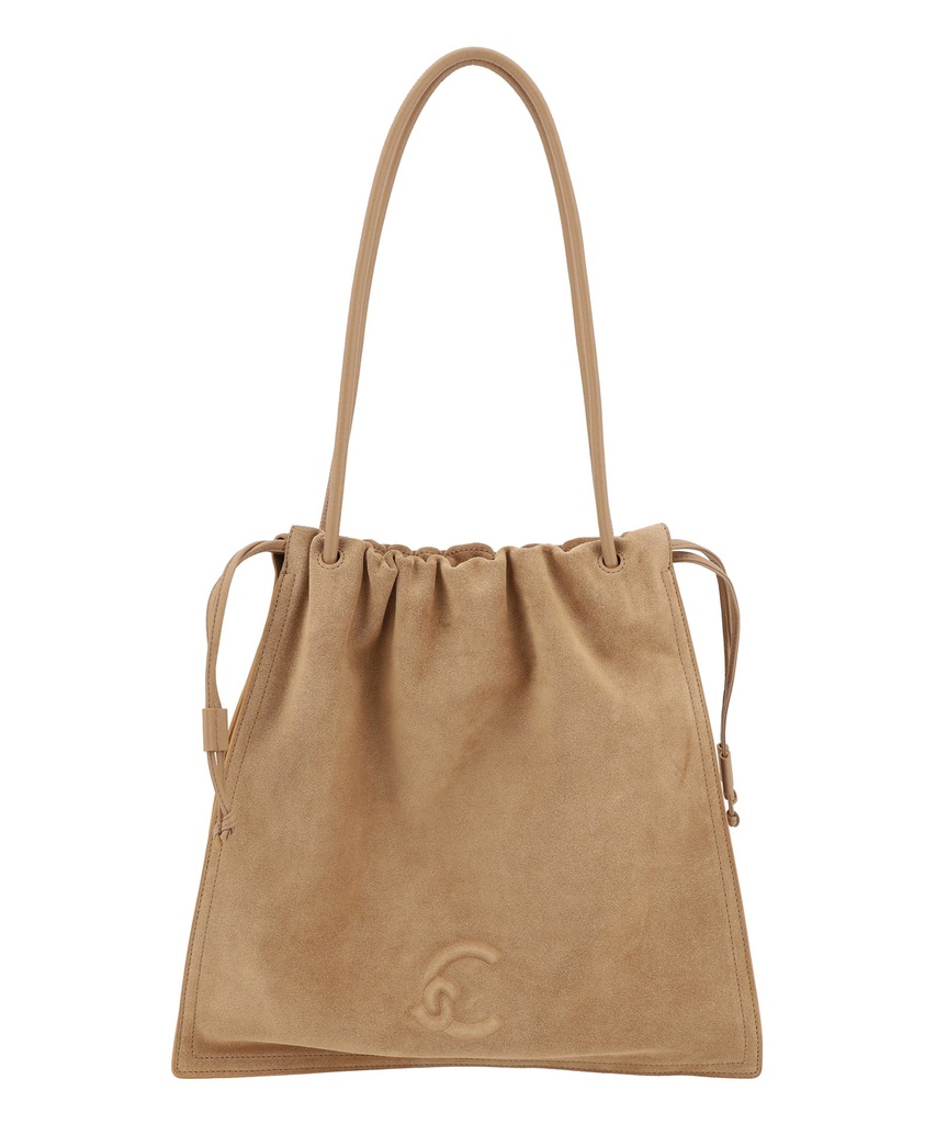 Coccinelle, Shoulder Bags, Female, Beige, Size: ONE SIZE Elegant Suede Leather Shoulder Bag