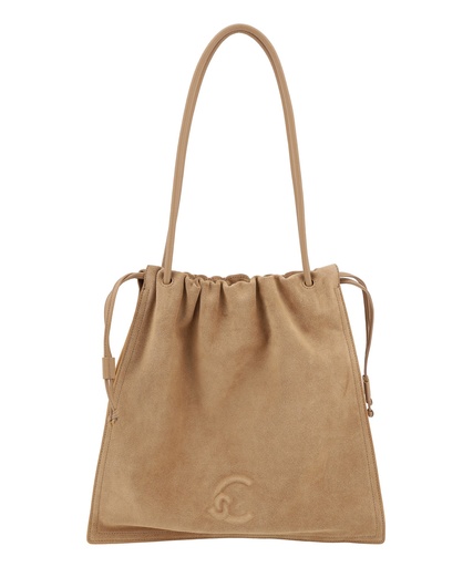 Coccinelle, Shoulder Bags, Female, Beige, Size: ONE SIZE Elegant Suede Leather Shoulder Bag